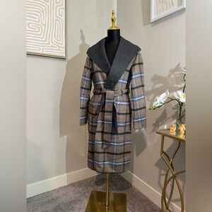Elie Tahari – Wallace Plaid Coat (Cathedral/Mirage Blue)